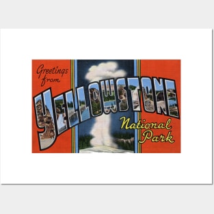 Greetings from Yellowstone National Park - Vintage Large Letter Postcard Posters and Art